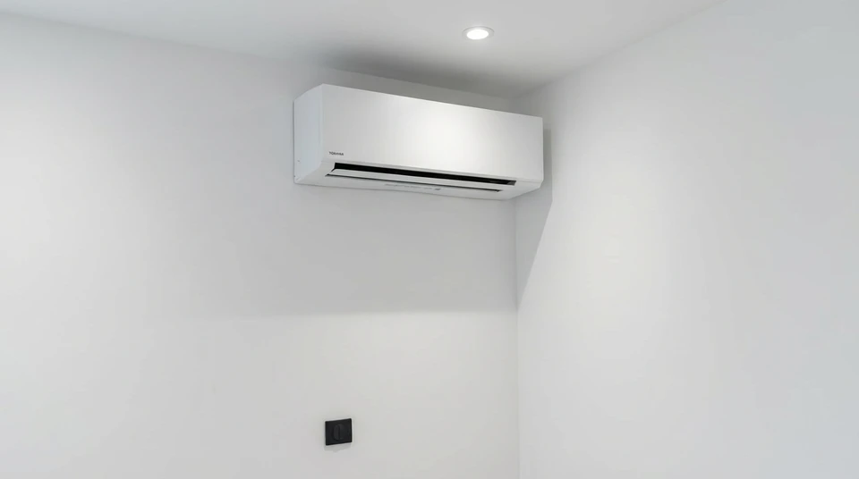 Un travailleur qui inspecte un climatiseur